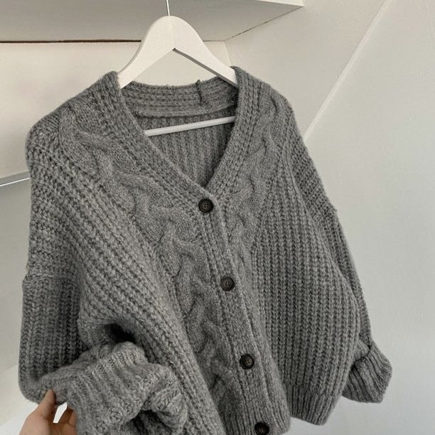 Loose Knit Braided Cable Cardigan