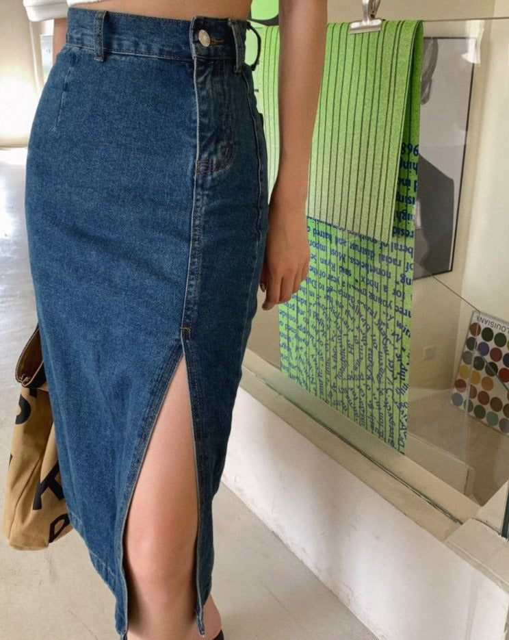 Jean skirt with side 2024 slits