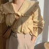 Babydoll Pleated Blouse with Oversized Collar