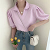 Candy Colored Short Sleeve Peter Pan Collar Shirt