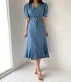 Denim V-Neck Fishtail Dress