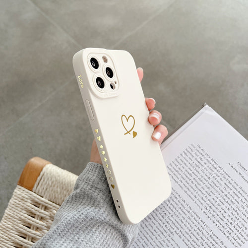 Soft Silicone Gold Heart Phone Case