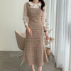 Color Tweed Midi Fishtail Strap Dress