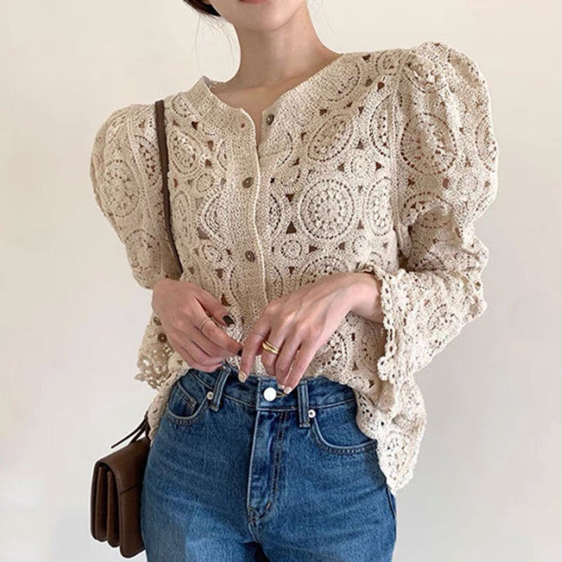 Openwork Knitted Cardigan