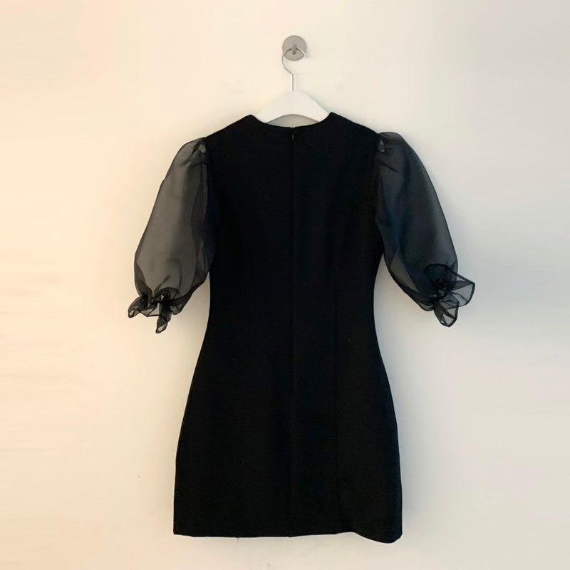 Fitted Little Black Mini Dress with Organza Sleeve