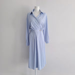 Long Sleeve Chiffon One Button Shirt Dress