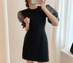 Fitted Little Black Mini Dress with Organza Sleeve