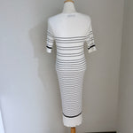 Ribbed Knit Stripe Midi Dress