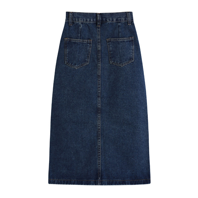 High Waist Denim Skirt with Side Slit