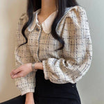 Tweed Blouse with Peter Pan Collar