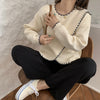 Designer Crew Neck Sweater with Contrasting Stitches