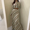 Designer Striped Knitted Dress Set