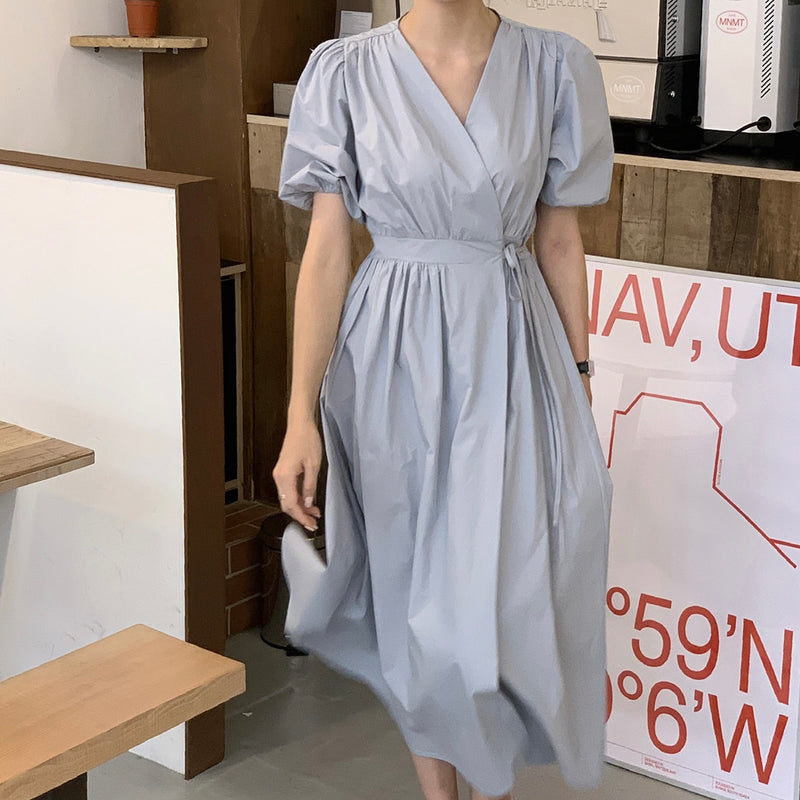 Korean wrap dress hotsell