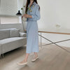 Long Sleeve Chiffon One Button Shirt Dress