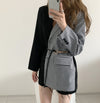 Designer Half Black Half Plaids Blazer