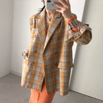 Designer Color Pop Plaid A-Line Blazer