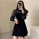 Lace Velvet Black Mini Dress