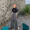 Korean Style Wide Leg Belted Pants