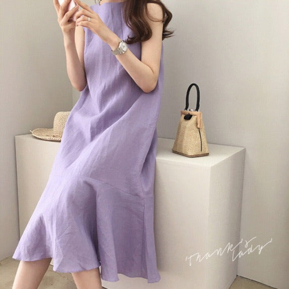 Round Neck Sleeveless Tunic Dress