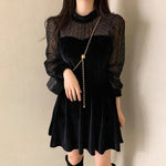 Lace Velvet Black Mini Dress