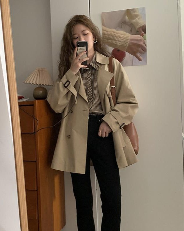 Short Double Breasted Trench Coat