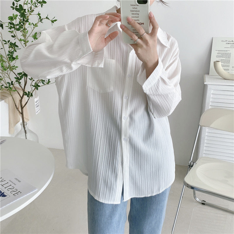 Soft Color Textured Button-Up Shirt