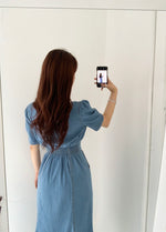 Denim V-Neck Fishtail Dress