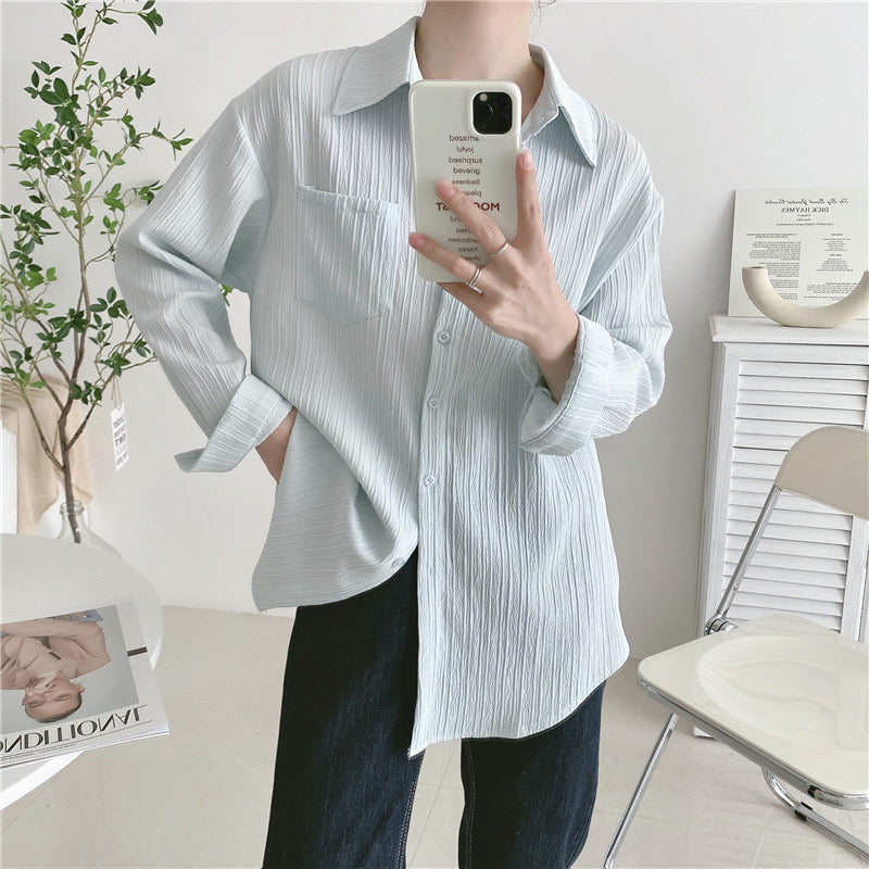 Soft Color Textured Button-Up Shirt