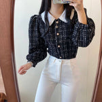 Tweed Blouse with Peter Pan Collar