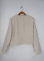 Korean Style Minimalist Collarless Cropped Blazer