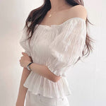 Short Sleeve Smocked Peplum Top