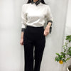 Korean Style Knit Top with Stripe Collar and Cuffs