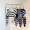 Round Neck Drop Shoulder Stripe Sweater with Gathered Waist and Slit