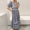 V-Neck Embroidered Cotton Midi Dress