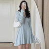 Button-Up Mini Shirt Dress with Frill Cuffs