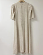 Designer Minimalist V-Neck Maxi Dress with Geometric Buttons