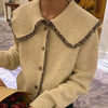 Knitted Cardigan with Oversized Collar