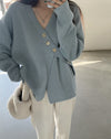 Soft Knit Designer V-Neck Side Button Sweater