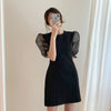 Fitted Little Black Mini Dress with Organza Sleeve