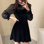 Lace Velvet Black Mini Dress