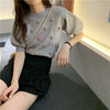 3D Flower Crew Neck Knitted Sweater