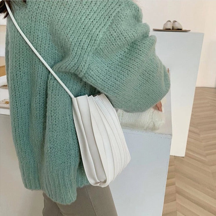 Pleated Soft Vegan Leather Crossbody Mini Bag