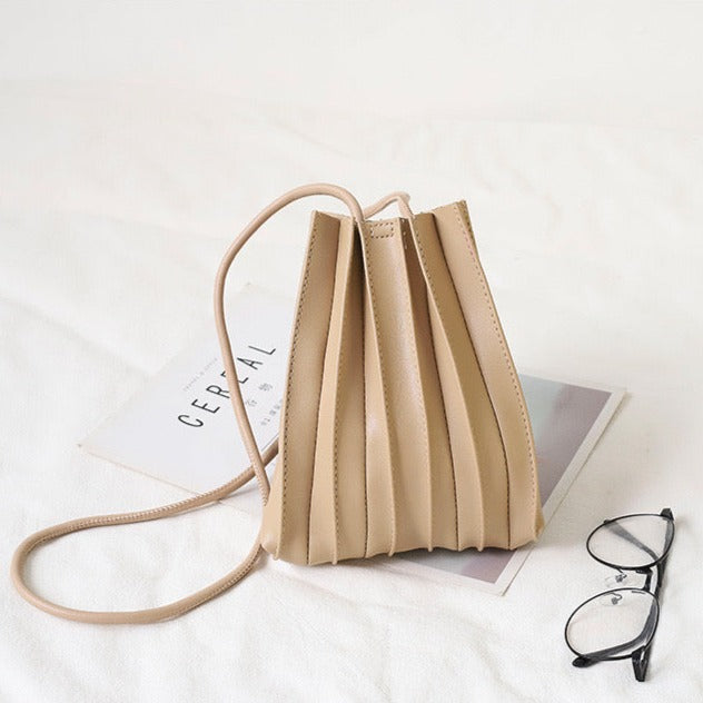 Pleated Soft Vegan Leather Crossbody Mini Bag