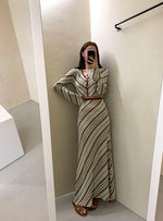 Designer Striped Knitted Dress Set