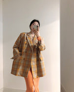 Designer Color Pop Plaid A-Line Blazer