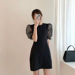 Fitted Little Black Mini Dress with Organza Sleeve