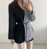 Designer Half Black Half Plaids Blazer