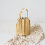 Pleated Soft Vegan Leather Basket Bag