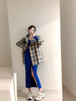 Designer Color Pop Plaid A-Line Blazer