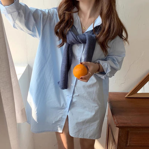 Macaron Color Boyfriend Style Button-Up Shirt with Matching Cape